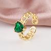 6 Colors High Quality Heart Shape Crystal Open Resizable Ring Elegant For Party Wedding Jewelry Accessories For Women Girl Gift