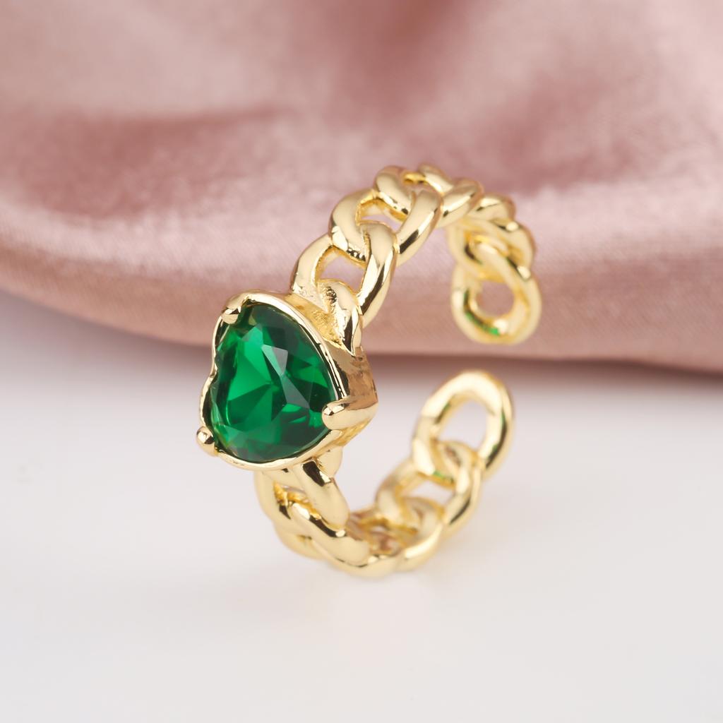 6 Colors High Quality Heart Shape Crystal Open Resizable Ring Elegant For Party Wedding Jewelry Accessories For Women Girl Gift