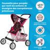 Poussette pour poupée légère et pliable avec capote, panier et harnais - Kinderplay (KP0280G)
