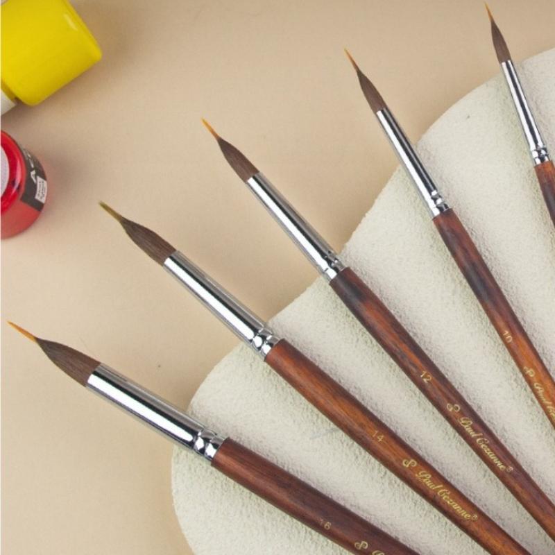 6-Pack Premium Mongolian Sable Hair Brushes Ultra-Fine Tip for Watercolor Line Art Detailing