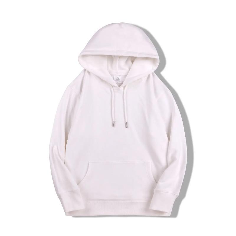 Solid Hooded Terry Men s Sweater Sweater Loose Casual Cotton Men s Sweater S белый