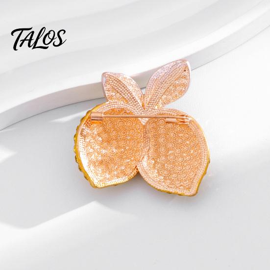 Fruit Shaped Jewelry Double Lemon Rhinestone Brooch Pin, Yellow Lapel Pin for Women Sparkling Men, Alloy Badge Suit Jackets and Bags Daily Outfit