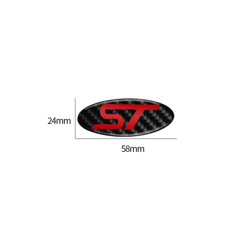 BAZA7 Resin Carbon Fiber Style ST Badge Logo Car Steering Wheel Center Sticker for Ford Focus Mondeo Fiesta Kuga Ranger Fiesta Escort