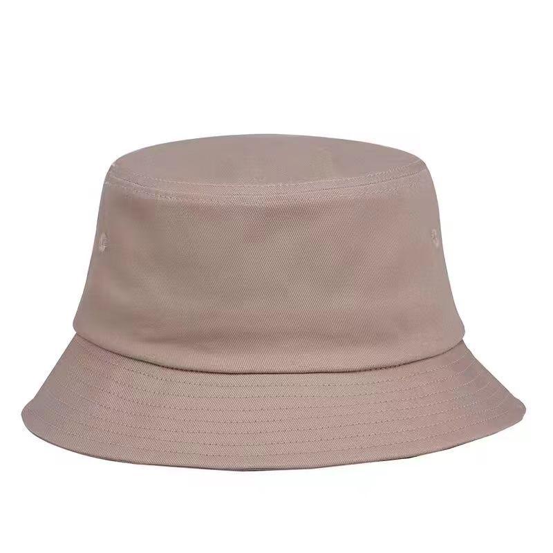 Sombrero de Pescador de Algodón Bordado Personalizado con Protección Solar - Color Sólido de Moda para Hombres y Mujeres
