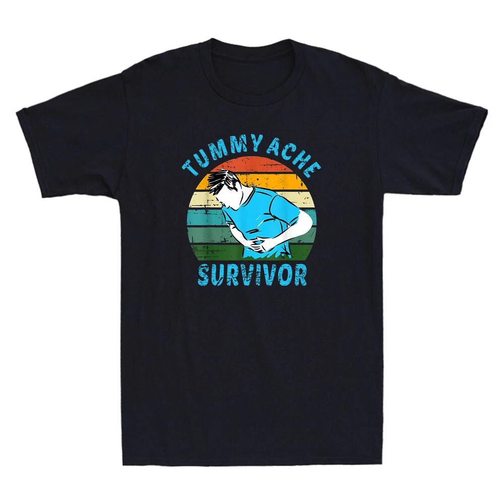 Tummy Ache Survivor Funny Saying Quote Gift Vintage Men's Short Sleeve T-Shirt