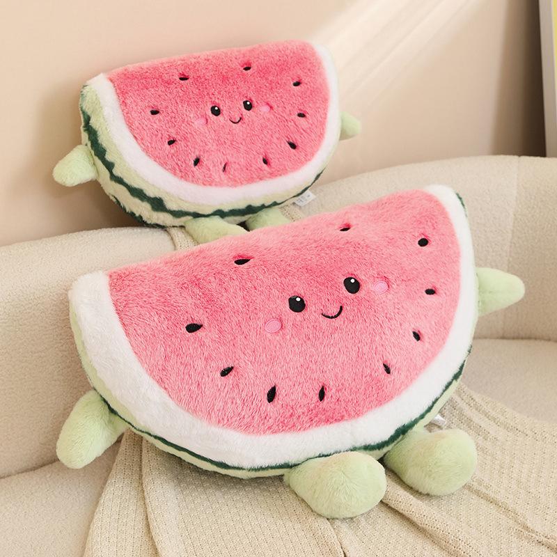 Cartoon Watermelon Throw Pillow Plush Toy Doll Watermelon Doll Girl Accompany Soothing Doll Birthday Gift