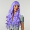 Women Wigs Neat Hair Bangs Breathable Lightweight Halloween Cosplay Long Wave Wigs for Female