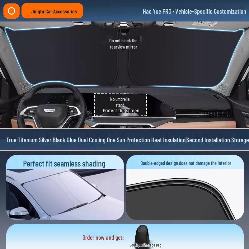 Geely Car Sunshade: Heat-Insulation Windshield Curtain for 25 Models, including Xingyue L, Xingyuan, Xingrui, Emgrand, Boyue L, and Panda MINI.