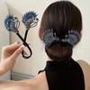 Temperament Hair Curler Hair Clip for Women 2025 New Blue Flower Hair Curls Hair Bun Headwear Rotating Hairband