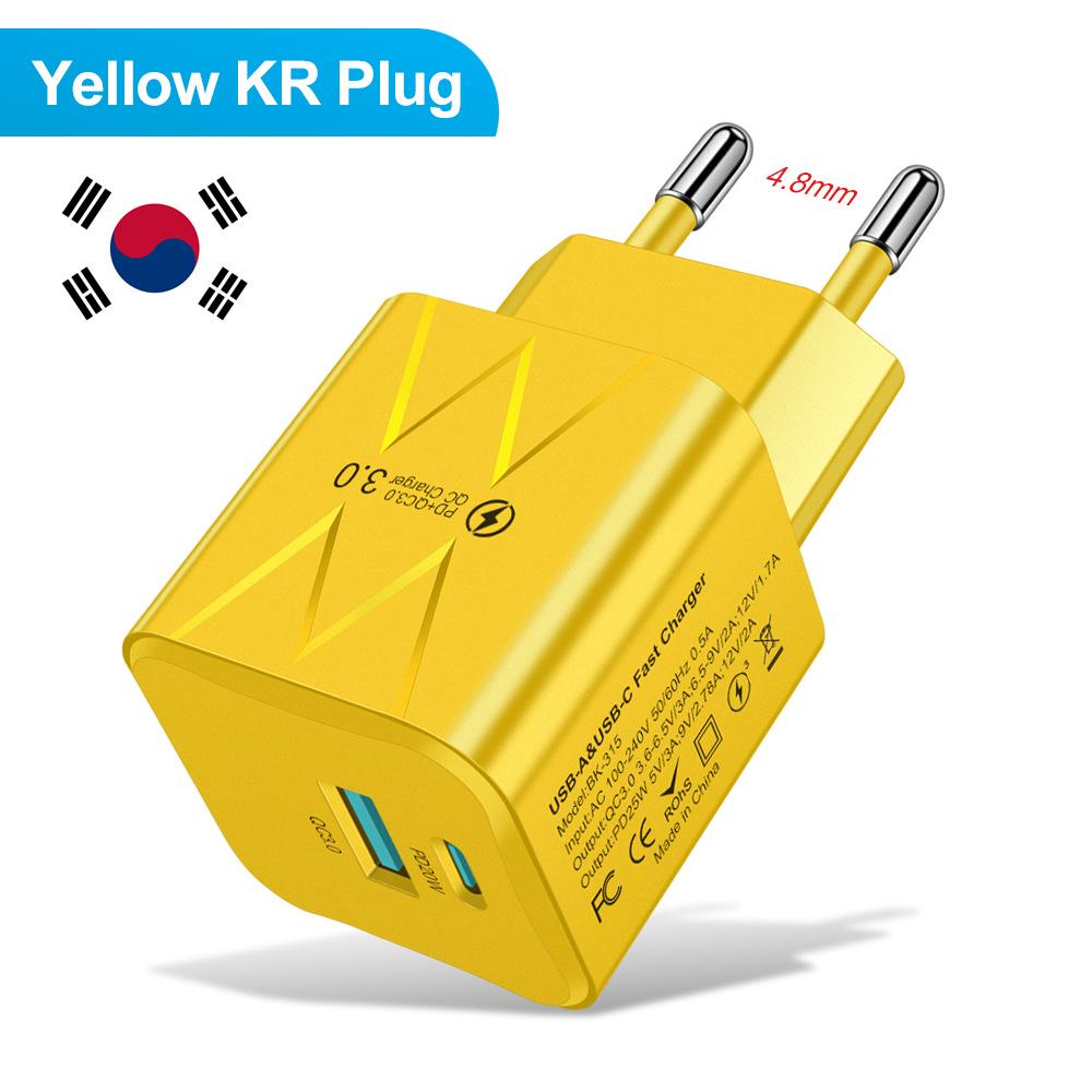 25W Super Fast Charging Macaron USB+PD Charger for EU, US, Korea