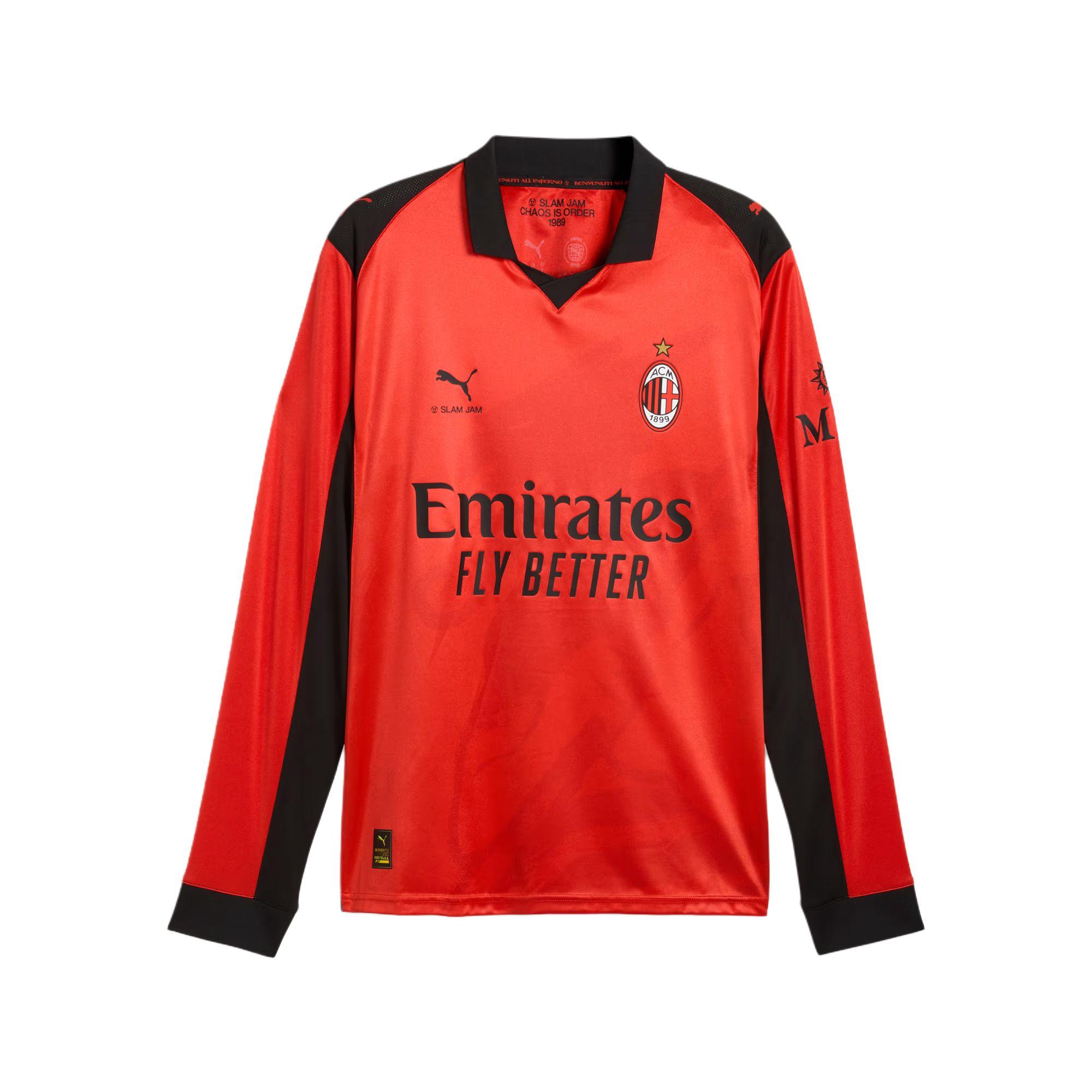 Puma X AC Milan X Slam Jam Collaboration Moisture Wicking Crew Neck Long Sleeve Football Shirt Men tops 787637-02 L