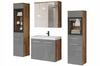Wall-hung Bathroom Set with Washbasin, Columns, and Mirror, Chestnut Gray Gloss