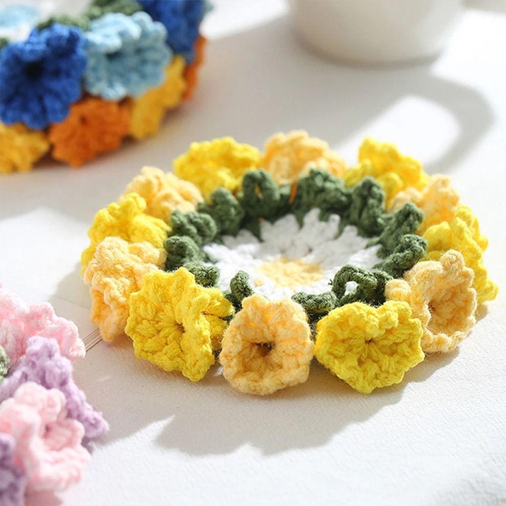 

12 см коврик для стола многоразовый коврик креативные вязаные крючком подставки украшение стола жёлтый