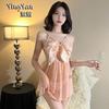 Sex Underwear Pure Desire Large Size Lace Backless Steel Tray Nightdress Temptation Bow Perspective Mesh Clothing