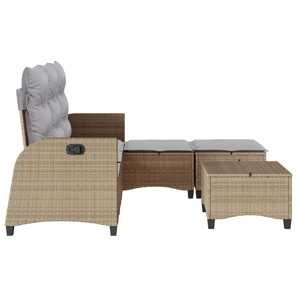 3 Piece Garden Sofa Set with Cushions L Shaped Beige Poly Rattan