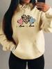 Women's Autumn Pink Leopard Heart Print Loose Hoodie with Pockets