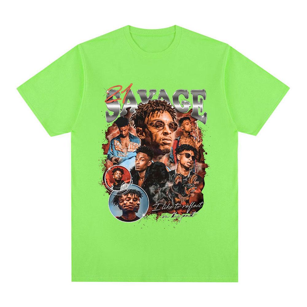 Rapper 21 Savage Grafik T-Shirt Unisex Damen Vintage Hip Hop T-Shirt Baumwolle Lässig Locker Übergröße Kurzarm T-Shirts Geschenk für Fans