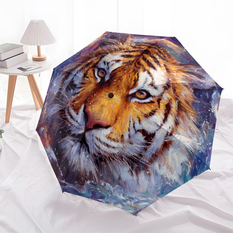 Animal pattern, automatic folding umbrella, portable and foldable design, 8 ribs, a Christmas or birthday gift.