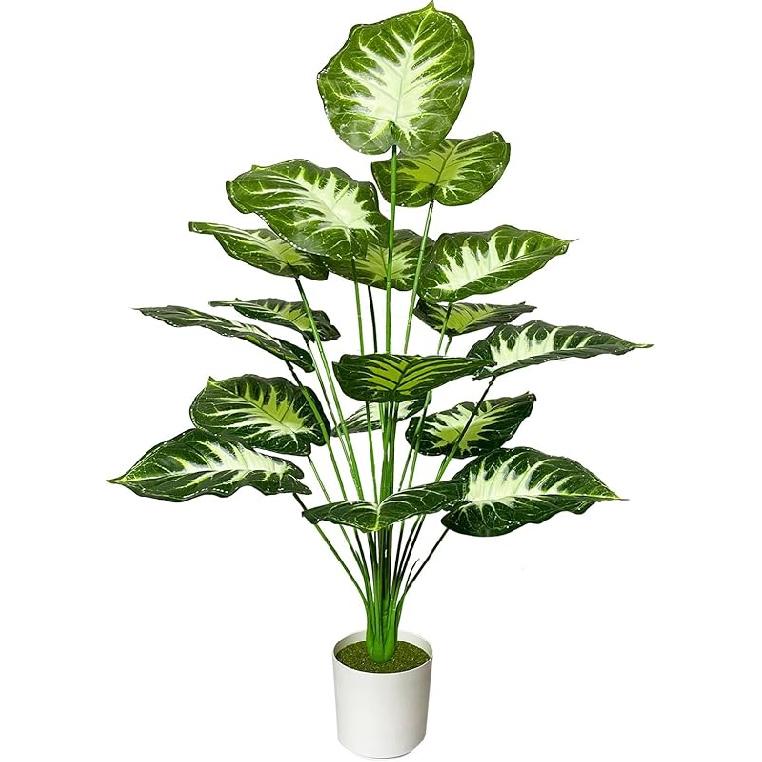 Artificial Plant in Pots Fake Plants Indoor Outdoor, Faux Potted Tree Tropical Palm Floor Plants for Home Office Living Room Bedroom Decor