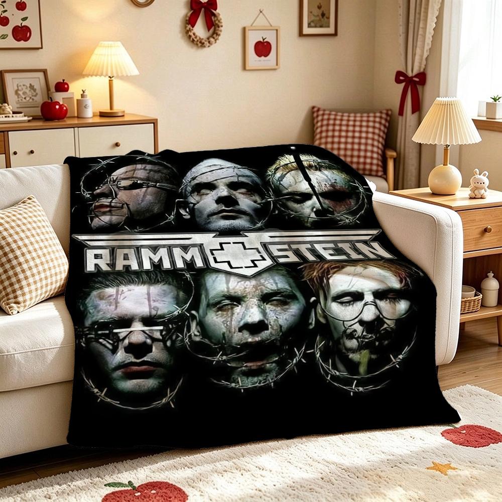 Rammstein Dark Industrial Band Portraits Theme Blanket Skinfriendly Warm Throw Blanket For Bedroom Bed Sofa Lightweight Home Decor Halloween Gift