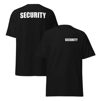 Sicherheitsmann Uniform 2-seitig Doppelseitige Grafik 100% Baumwolle T-Shirt Herren T-Shirts Top Unisex klassisches T-Shirt
