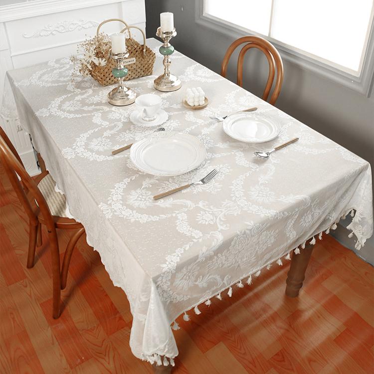 Small Fringed Lace Tablecloth Household Rectangular Dining Table Mat Coffee Table Decorative Tablecloth