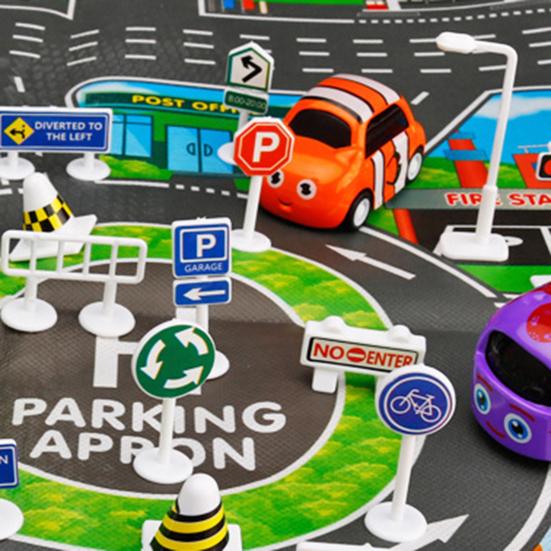 56Pcs/Set Eye-catching Compact Premium Wide Application Road Traffic Sign Kit Children Toy