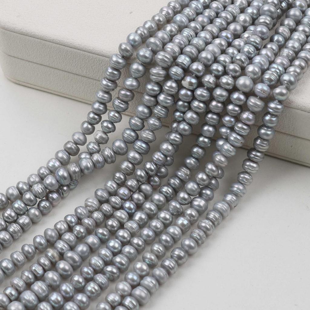 Natural 7-8mm Gray Freshwater Pearl Beads for Handmade Jewelry
