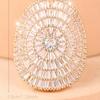 Luxurious Silver/Gold Color Huge Baguette Zircon Sunburst Cocktail Ring for Women Party