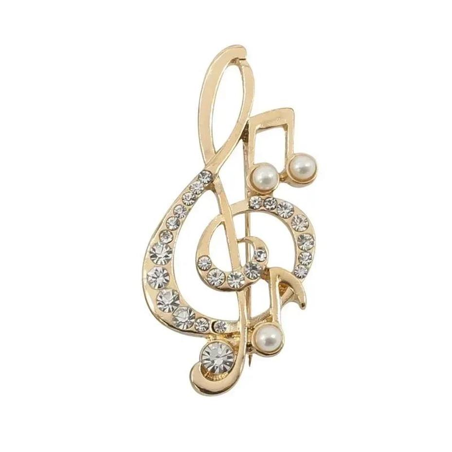 New Brooch For Women Elegant Music Note Pearl Pendant Jewelry Music Note Brooch Fashion Temperament Dress Decoration Accessories