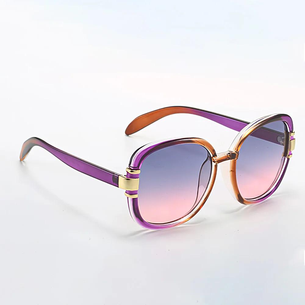 New In  Sunglasses for Women Modern Fashion Purple Orange Gradient Decorative Glasses Transparent Plastic Frame Metal