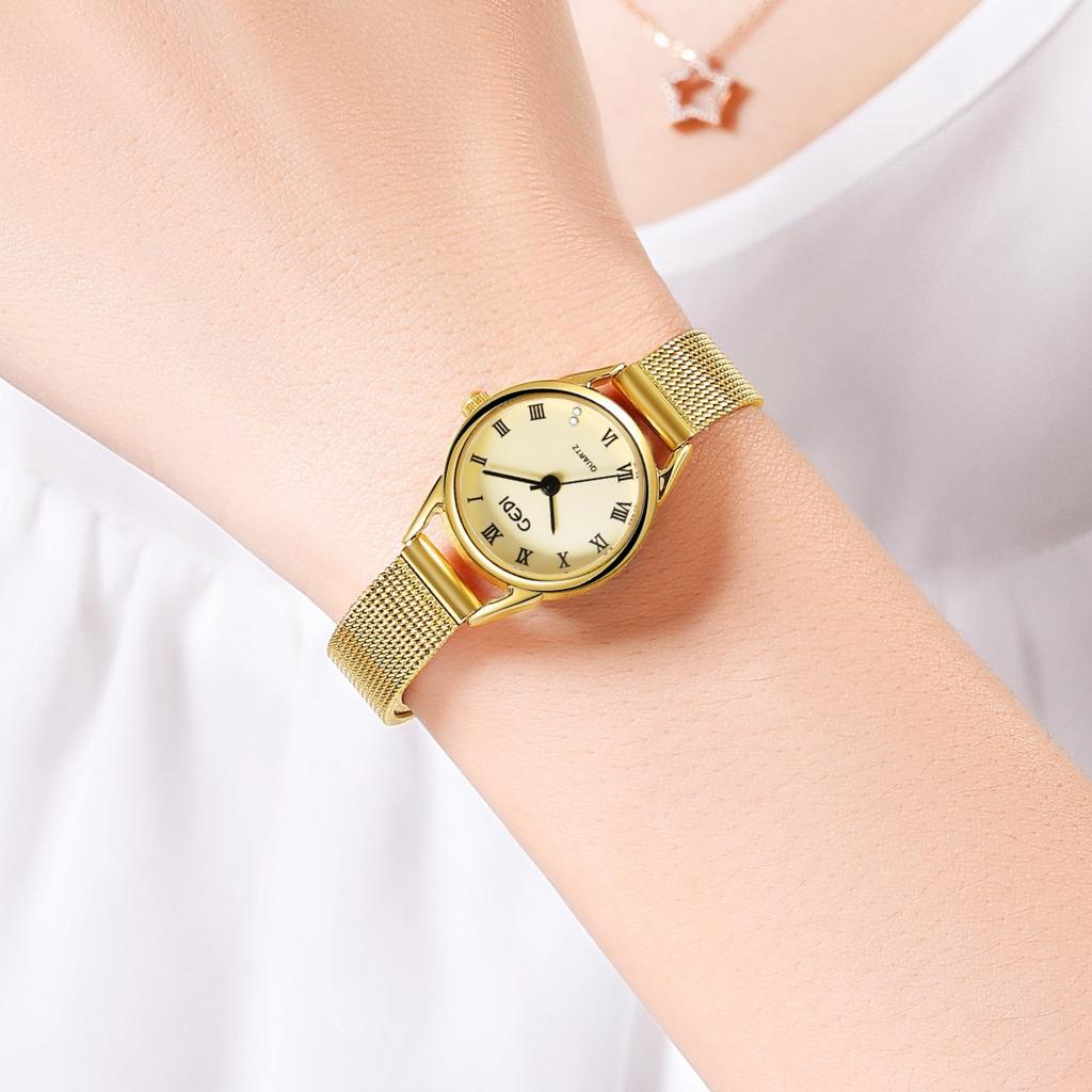 Medieval Small Plate Stainless Steel Mesh Belt Women'S Creative Rhinestone Roman Scale Retro Quartz Watch