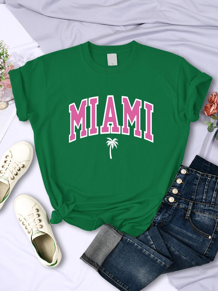 

Майами-Бич, Флорида, США Футболка с уличным принтом, женская летняя, дышащая, с коротким рукавом, мягкая, удобная, свободная, повседневная футболка 4XL