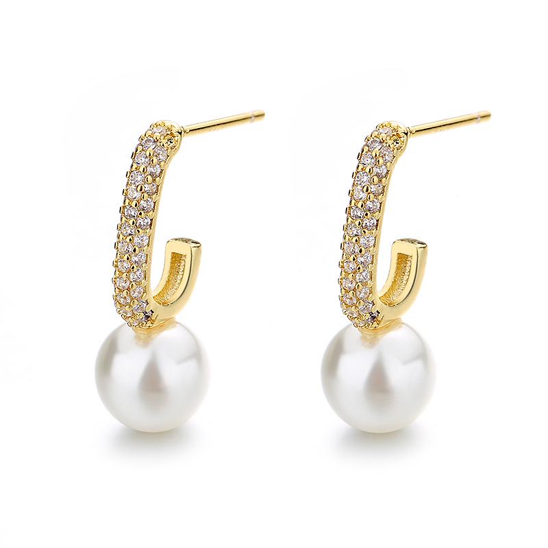Elegant French Zircon Earrings for Women, Trendy Geometric Ear Cuffs, Light Luxury Jewelry, European-American Style