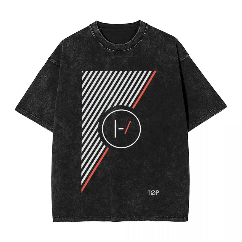 2026 Hot Sale Twenty One Pilots Woman Men Washed Hot Stamping Print T-Shirt,Harajuku Cotton Tshirt Band Men's Summer Short Sleeve Tees Casual Top