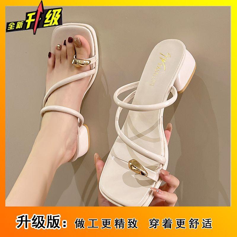 Fairy with Skirt Fashion French Sandals 2025 New Thick Heel Sandals Women Summer Wear Women's Toe Slippers