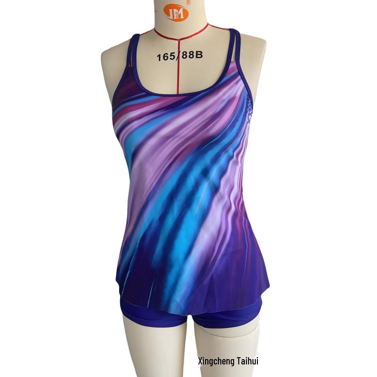 

2025 Большой размер Танкини на бретелях-спагетти - Европейско-американский стиль с консервативным дизайном 4XL фиолетовый