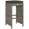 Garden Bar Stool with Cushions 2 pcs Grey Poly Rattan