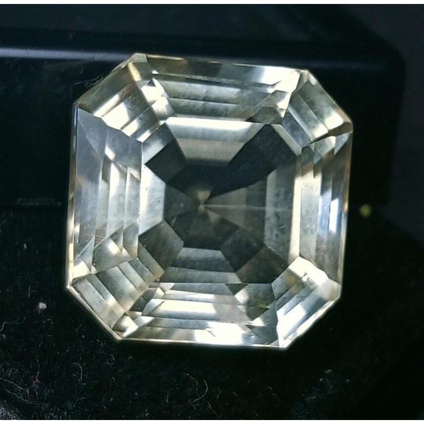 Beautiful Natural Light Yellow Sapphire 14+ Ct Asscher Cut Certified Gemstone