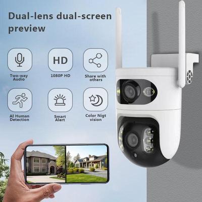 V380 Kamera kopułkowa HD z podwójnym obiektywem, zewnętrzna, WiFi, wodoodporna, do nadzoru