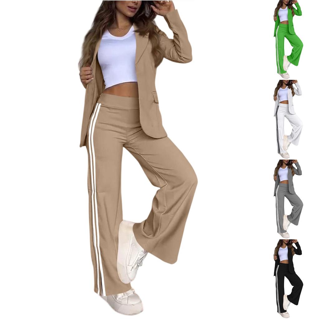 Women's Long Coat And Wide-leg Pants Suit Business Casual Two-piece Suit