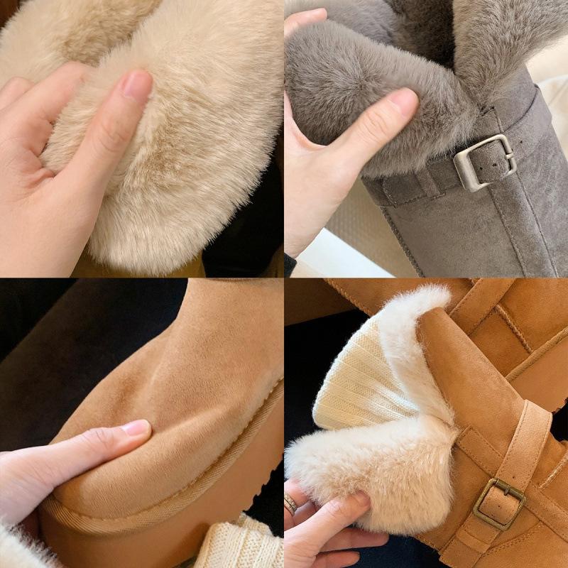 The New Spot Grape Mother Has the Same Buckle with Thick Soles and Fluffy Flanges, and Wears Thermal Cotton Shoes and Medium and Long Snow Boots