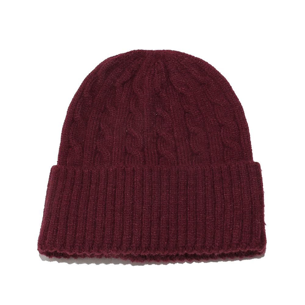 

Уличная шерстяная шапка Арктический флис 8-символьная жаккардовая вязаная шапка Теплая защита для ушей Шапка-чехол Женская зимняя M（56-58cm） бордовый