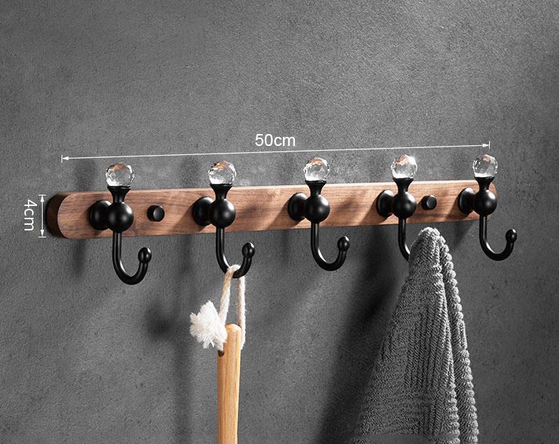 Brushed Gold/Black Bathroom Hook Walnut Wall Hanging Coat Hat Hook Row Hook Door Back Porch Row Hook Bathroom Hardware