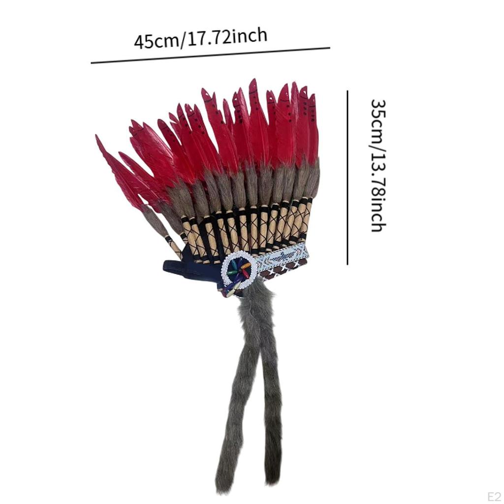 Artificial Feather Headdress American Chief Indian Native Hat for Cosplay Party