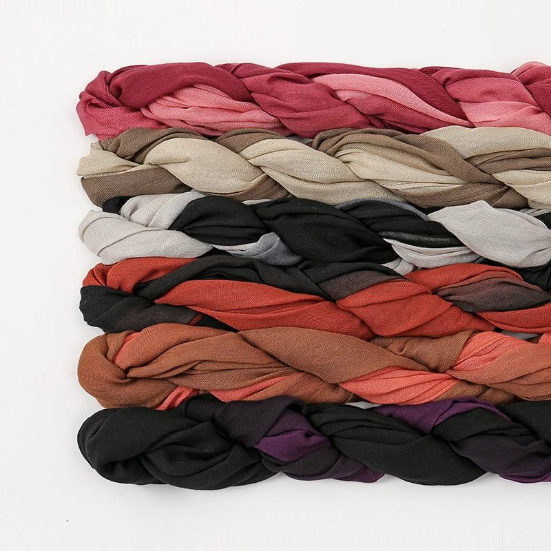 12PCS/LOT Gradiente Cotton Rayon Hijab Scarf High Quality Plain Soft Ombre Muslim Woman Modal Shawls Headscarf Headwraps