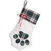 Green Plaid Dog Paw Christmas Stockings Red Gingham Snowflake Plush Pet Christmas Gift Bags For Xmas Party House Tree Decoration