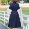 Elegant Dresses for Women Plus Size Short Sleeve Vintage Dress Summer Solid Color