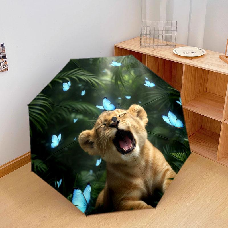 Animalsthatyawn Pattern Pattern New Style Umbrella, 1 Piece Automatic Folding Umbrella, Portable Travel Umbrella, Outdoor Umbrella, Birthday Gift