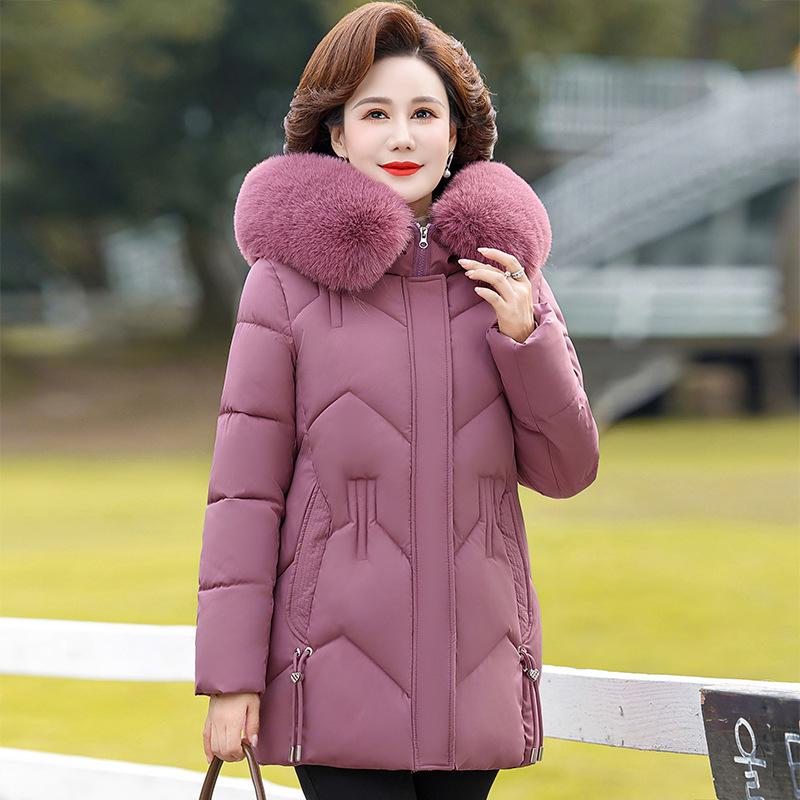 Autumn and winter new middle-aged and elderly padded clothes women's Chinese style large size mother padded jacket winter hooded jacket padded jacket